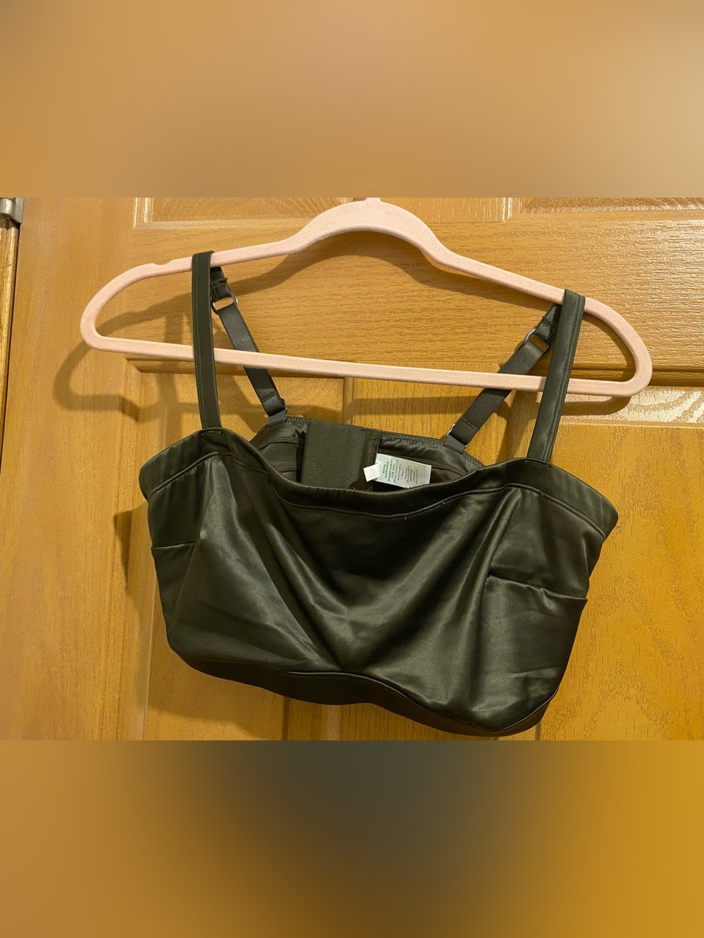 aerie olive green satin Bralette with Adjustable Straps